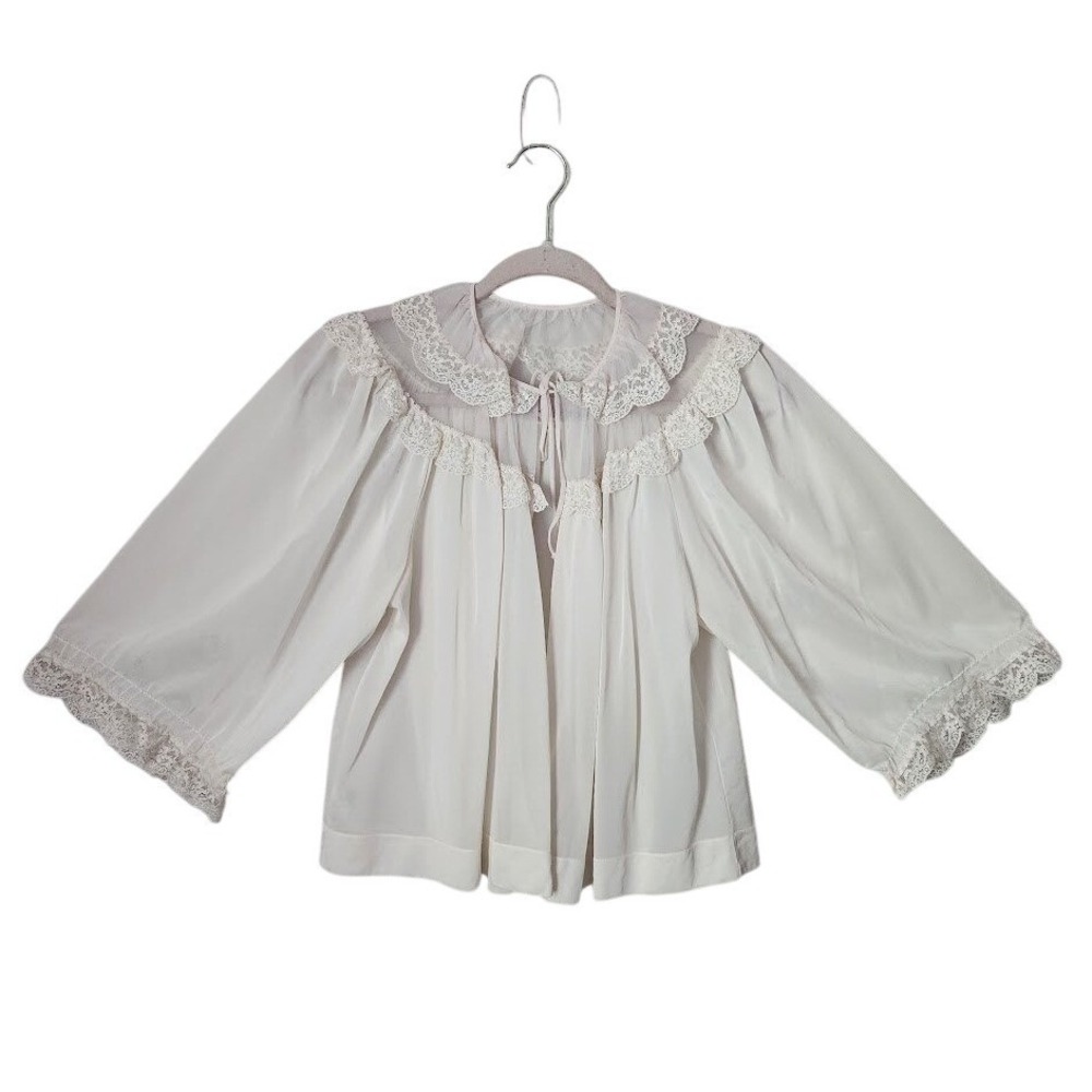 VAN RAALTE MYTH 60s Sheer‎ Lace Peignoir Bed Jacket Coquette Soft Girl Nylon S